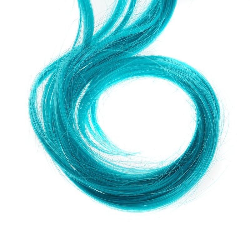 SWACC 12 Pcs Curly Wavy One Color Party Highlights Clip on in Hair Extensions For Women Colored Hair Streak Synthetic Hairpieces (Teal Blue) - Image 2